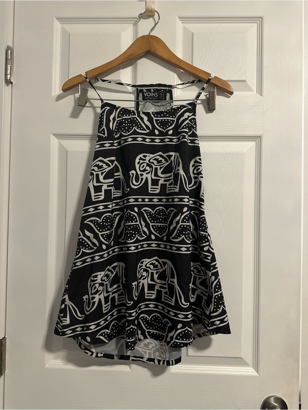 YOINS Black & White Elephant Print Skater Skirt